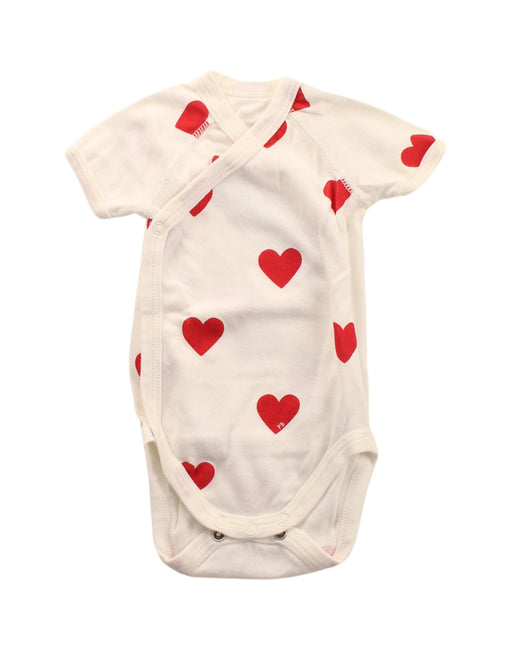 A Red Short Sleeve Bodysuits from Petit Bateau in size 0-3M for girl. (Front View)