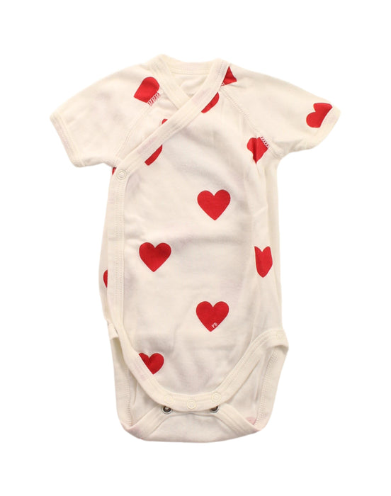 A Red Short Sleeve Bodysuits from Petit Bateau in size 0-3M for girl. (Front View)