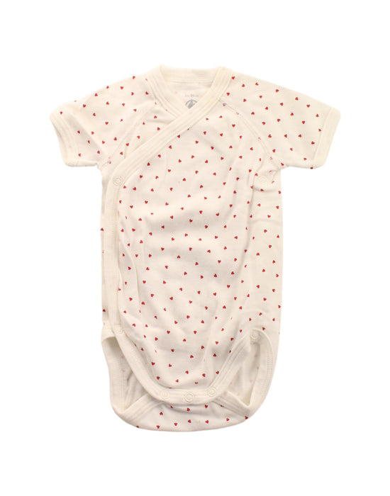 A Red Short Sleeve Bodysuits from Petit Bateau in size 0-3M for girl. (Front View)