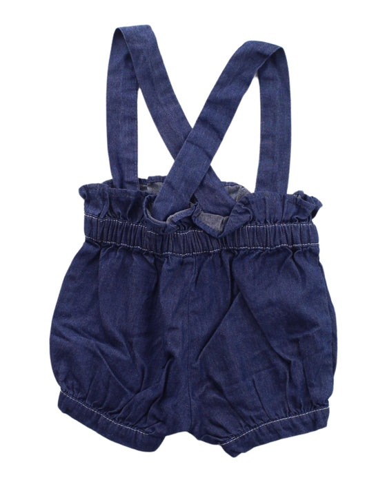 A Blue Overall Shorts from Jacadi in size Newborn for girl. (Back View)