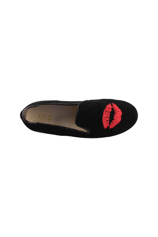 A Black Slip Ons from AKID in size 11Y for girl. (Front View)