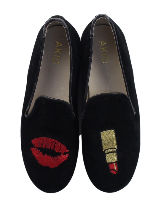A Black Slip Ons from AKID in size 11Y for girl. (Back View)