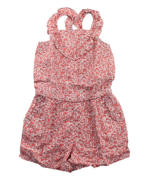 A Red Sleeveless Rompers from Cyrillus in size 3T for girl. (Front View)