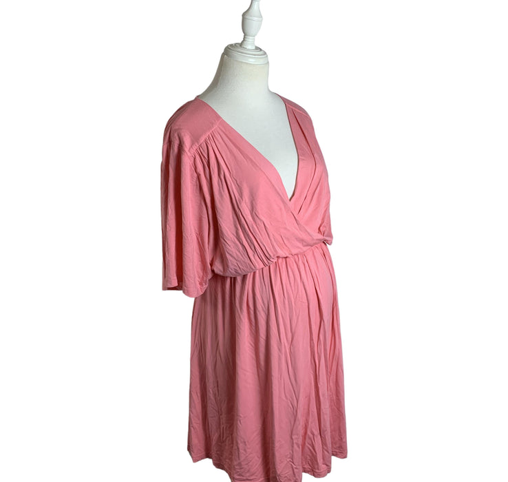 A Pink Short Sleeve Dresses from Seraphine in size XL for maternity. (Front View)