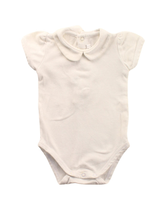 A White Short Sleeve Bodysuits from Bout'Chou in size 0-3M for girl. (Front View)