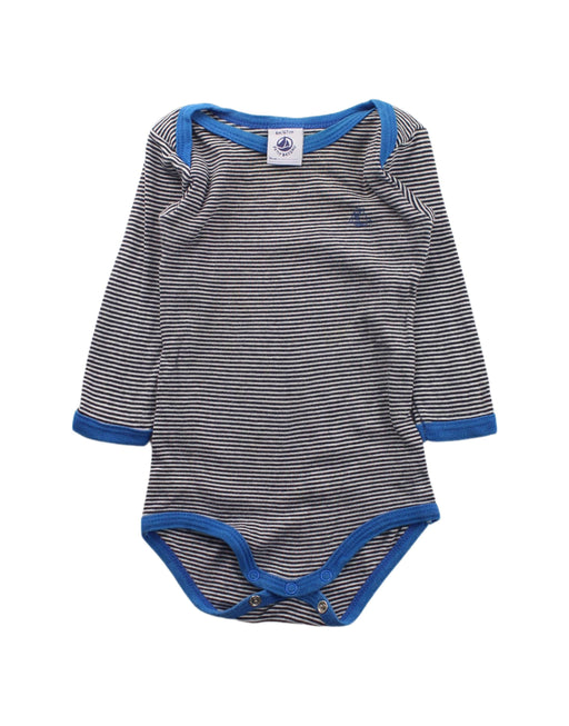A Blue Long Sleeve Bodysuits from Petit Bateau in size 3-6M for boy. (Front View)