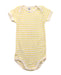 A Yellow Short Sleeve Bodysuits from Petit Bateau in size 3-6M for neutral. (Front View)