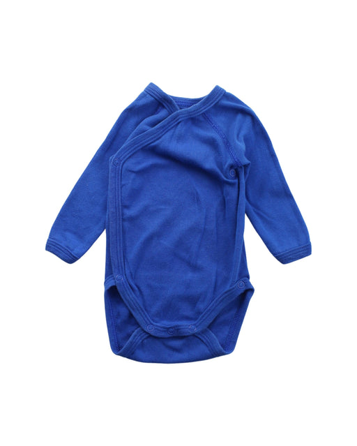 A Blue Long Sleeve Bodysuits from Petit Bateau in size 0-3M for boy. (Front View)