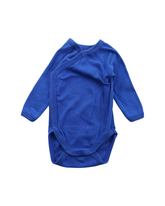 A Blue Long Sleeve Bodysuits from Petit Bateau in size 0-3M for boy. (Front View)