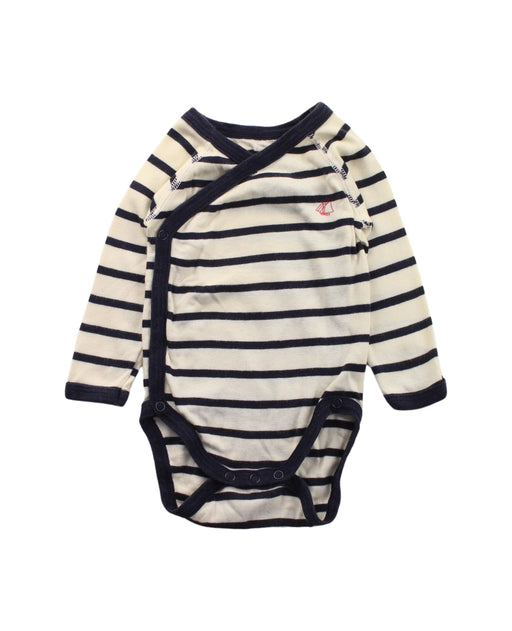 A Blue Long Sleeve Bodysuits from Petit Bateau in size 0-3M for boy. (Front View)