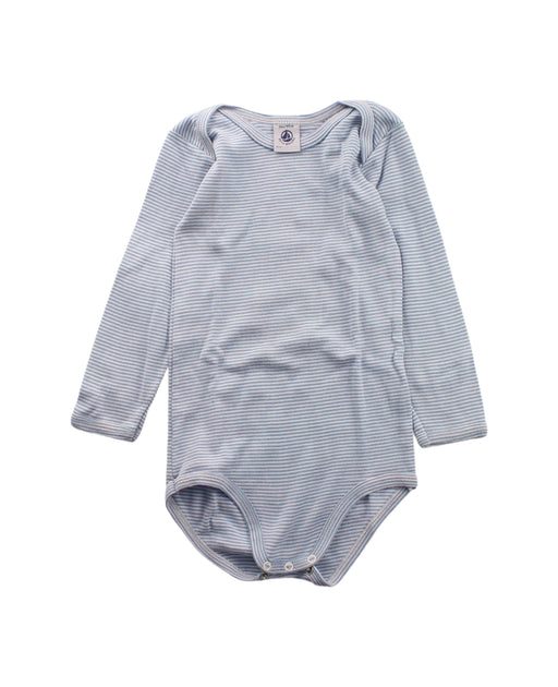 A Blue Long Sleeve Bodysuits from Petit Bateau in size 3T for boy. (Front View)