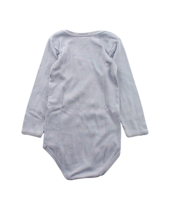 A Blue Long Sleeve Bodysuits from Petit Bateau in size 3T for boy. (Back View)
