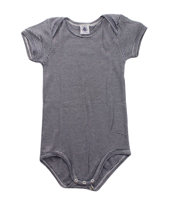 A Blue Short Sleeve Bodysuits from Petit Bateau in size 3T for boy. (Front View)