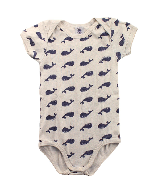 A Blue Short Sleeve Bodysuits from Petit Bateau in size 3T for boy. (Front View)
