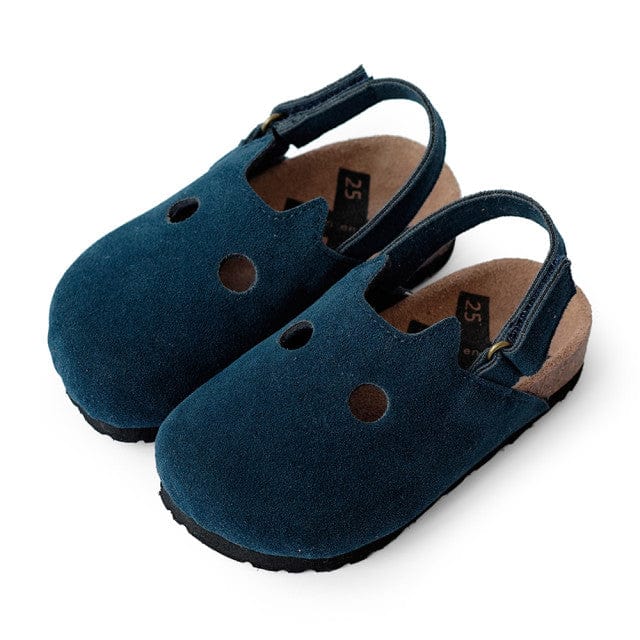 A Blue Sandals from Boxbo in size 4T for girl. (Back View)