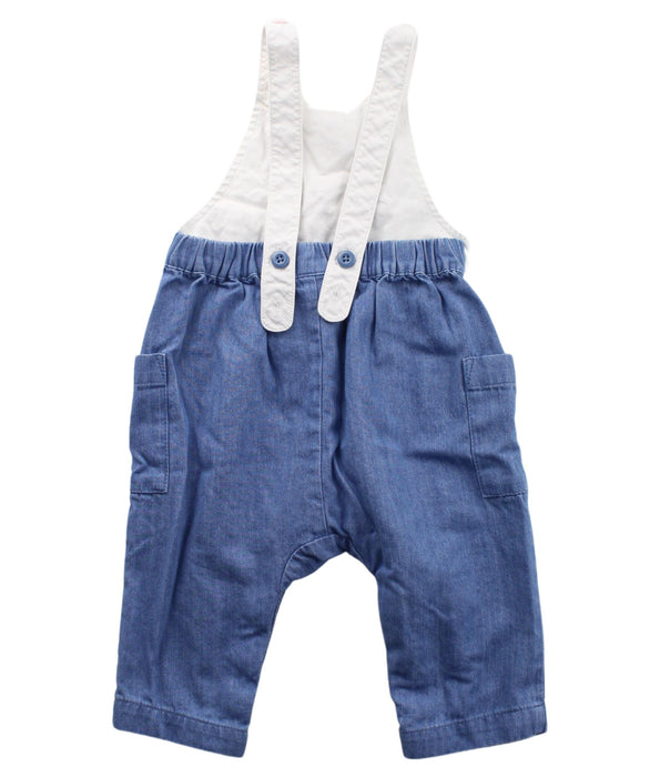 A Blue Long Overalls from Hanna Andersson in size 3-6M for girl. (Back View)