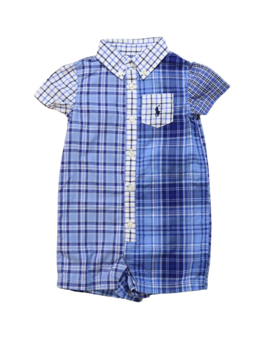 A Blue Short Sleeve Rompers from Ralph Lauren in size 3-6M for boy. (Front View)