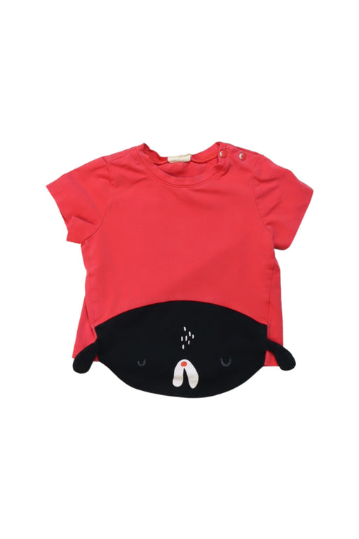 A Red Short Sleeve Tops from Momonittu in size 12-18M for girl. (Front View)