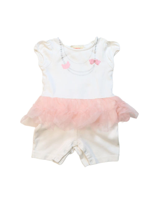 A White Short Sleeve Rompers from Momonittu in size 0-3M for girl. (Front View)