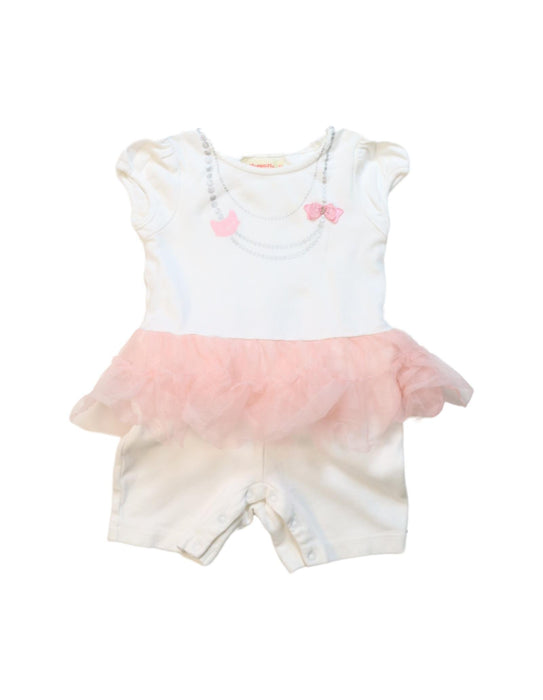 A White Short Sleeve Rompers from Momonittu in size 0-3M for girl. (Front View)