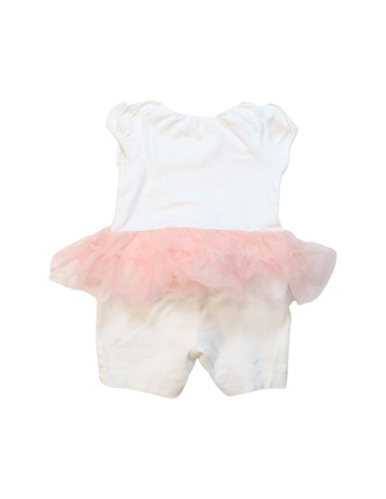 A White Short Sleeve Rompers from Momonittu in size 0-3M for girl. (Back View)