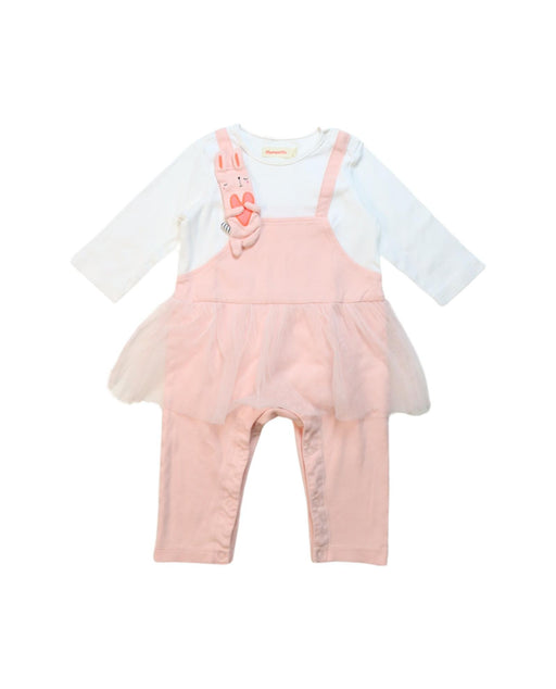 A Pink Long Sleeve Jumpsuits from Momonittu in size 0-3M for girl. (Front View)