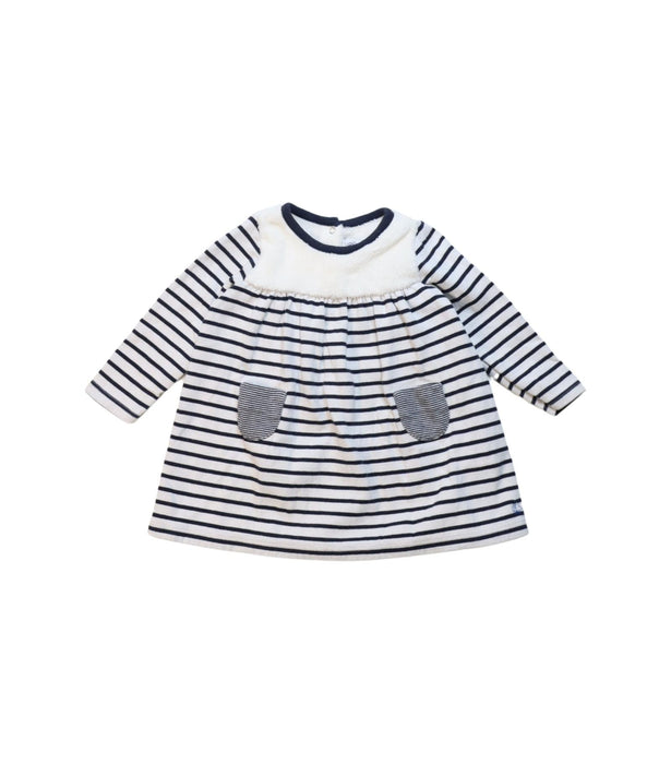 A White Long Sleeve Dresses from Petit Bateau in size 12-18M for girl. (Front View)