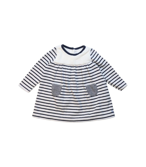 A White Long Sleeve Dresses from Petit Bateau in size 12-18M for girl. (Front View)
