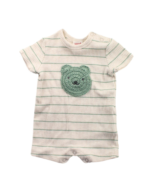 A Green Short Sleeve Rompers from Seed in size Newborn for boy. (Front View)