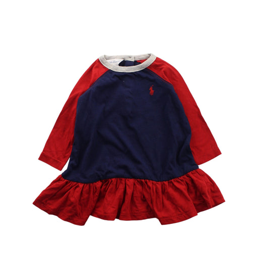 A Blue Long Sleeve Dresses from Ralph Lauren in size 0-3M for girl. (Front View)