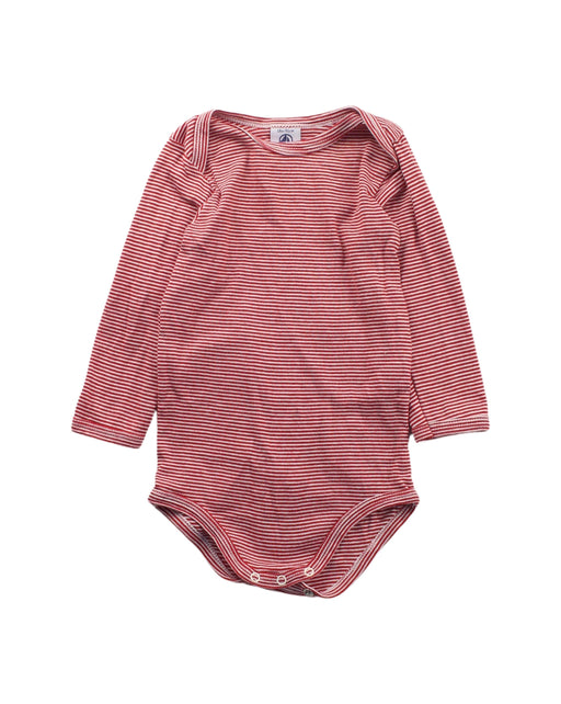 A Red Long Sleeve Bodysuits from Petit Bateau in size 12-18M for boy. (Front View)