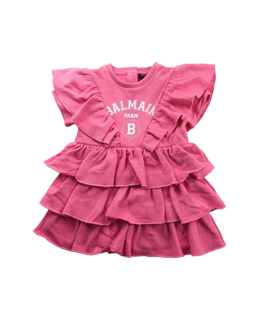 A Pink Short Sleeve Dresses from Balmain in size 6-12M for girl. (Front View)