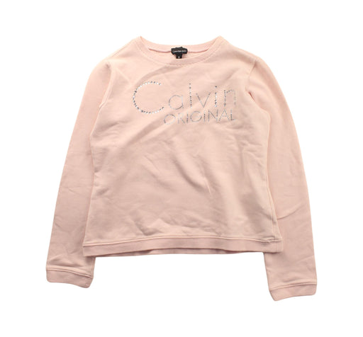 A Peach Crewneck Sweatshirts from Calvin Klein in size 8Y for girl. (Front View)