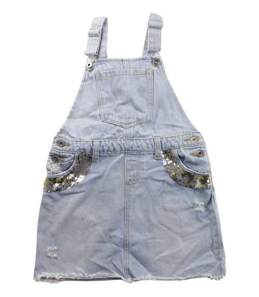 A Blue Overall Dresses from Seed in size 6T for girl. (Front View)