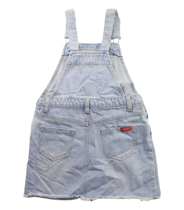 A Blue Overall Dresses from Seed in size 6T for girl. (Back View)
