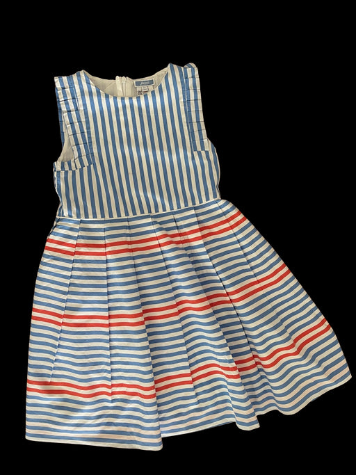 A Blue Sleeveless Dresses from Jacadi in size 8Y for girl. (Front View)