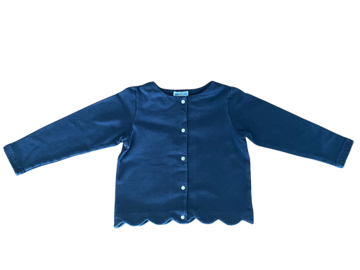 A Navy Cardigans from Jacadi in size 6T for girl. (Front View)