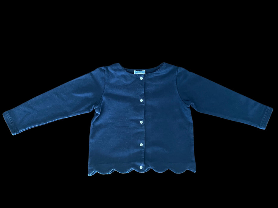 A Navy Cardigans from Jacadi in size 6T for girl. (Front View)
