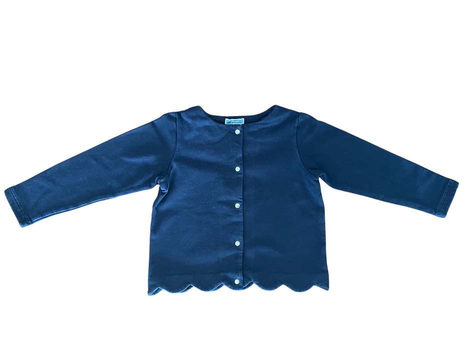 A Navy Cardigans from Jacadi in size 6T for girl. (Front View)