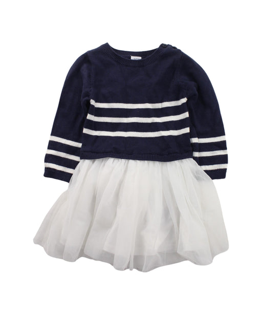 A Blue Sweater Dresses from Petit Bateau in size 12-18M for girl. (Front View)