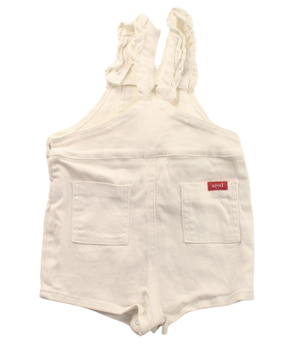 A White Overall Shorts from Seed in size 12-18M for girl. (Back View)