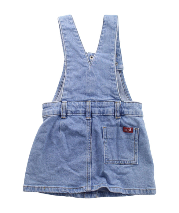 A Blue Overall Dresses from Seed in size 3T for girl. (Back View)