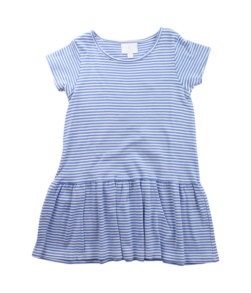 A Blue Short Sleeve Dresses from Little English in size 5T for girl. (Front View)
