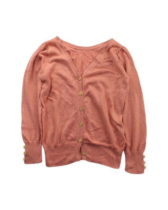 A Peach Cardigans from Excuse My French in size 4T for girl. (Front View)