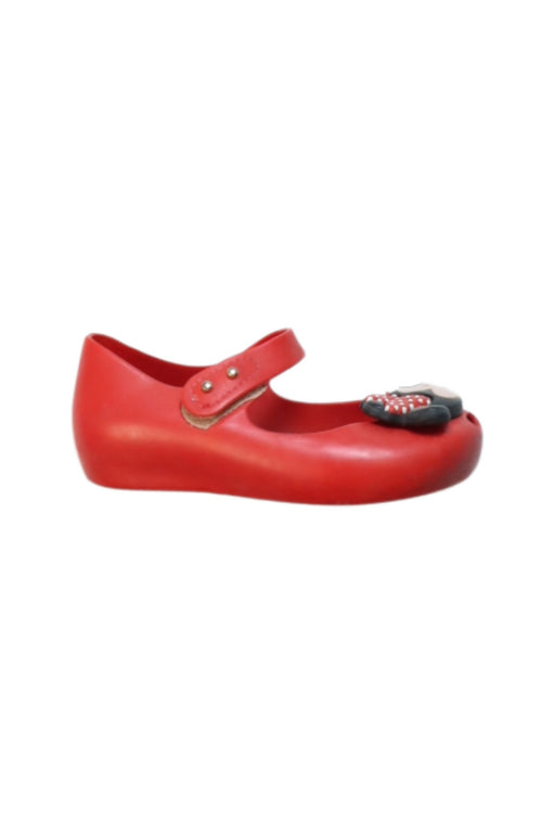 A Red Flats from Mini Melissa in size 3T for girl. (Front View)
