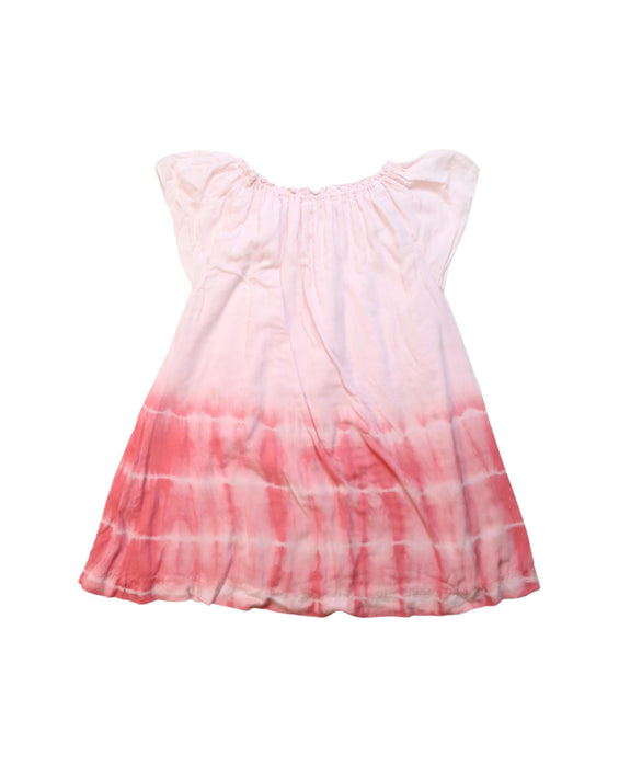 A Pink Short Sleeve Dresses from Chateau de Sable in size 4T for girl. (Back View)