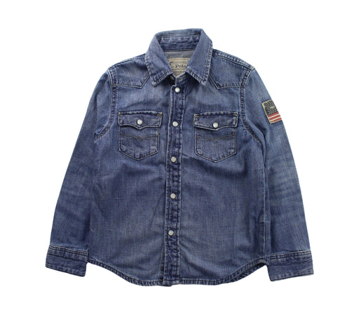 A Blue Lightweight Jackets from Polo Ralph Lauren in size 6T for boy. (Front View)