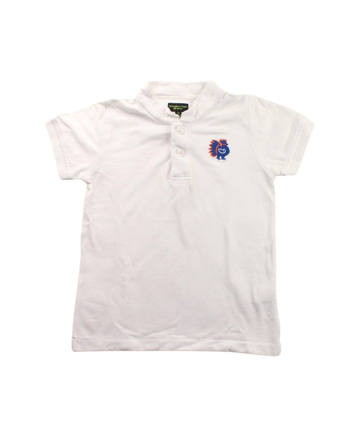 A White Short Sleeve Polos from Shanghai Tang in size 4T for boy. (Front View)