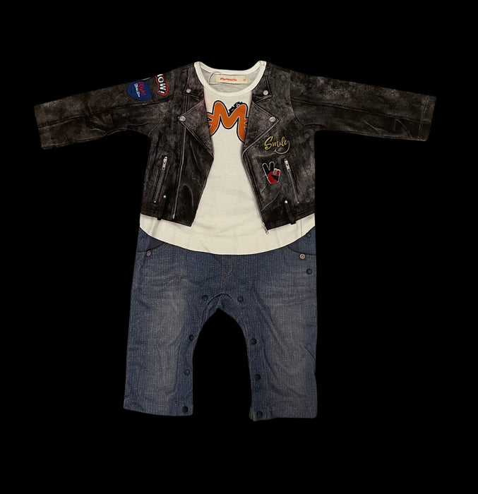 A Multicolour Long Sleeve Bodysuits from Momonittu in size 3-6M for boy. (Front View)