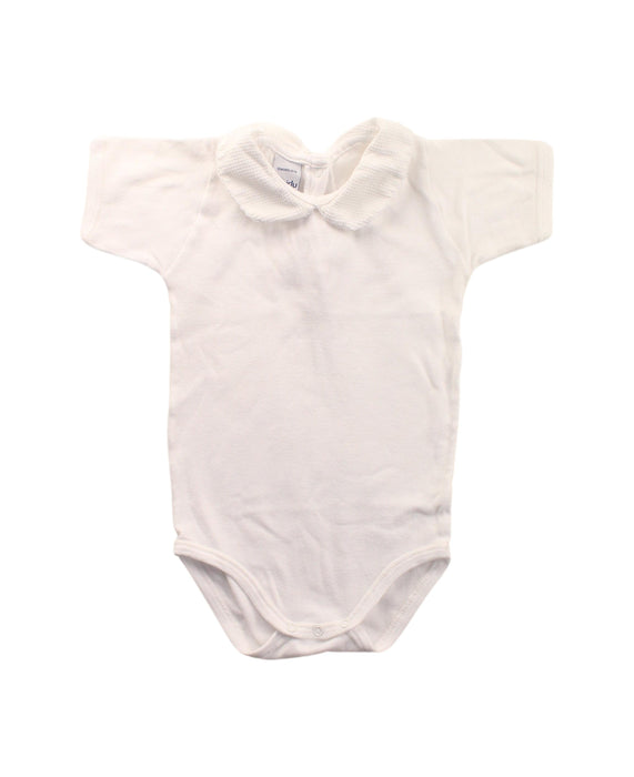 A White Short Sleeve Bodysuits from Babidu in size 6-12M for girl. (Front View)